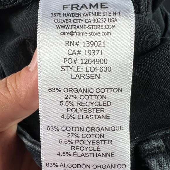 Frame Jeans Junior' 25x33* Le One Flare Mid Rise Black Faded Stretch Denim Tag 1 - Picture 9 of 16